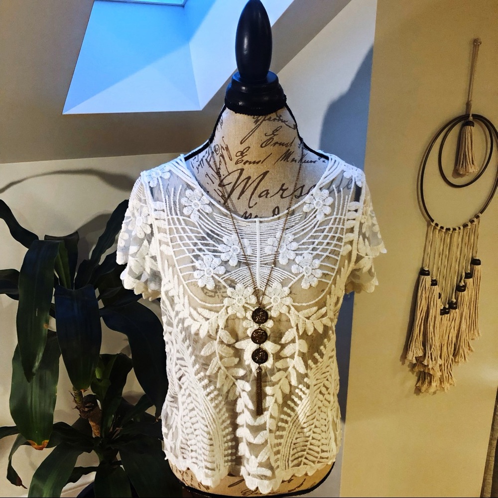 EXPRESS ✨ Embroidered Lace Crop